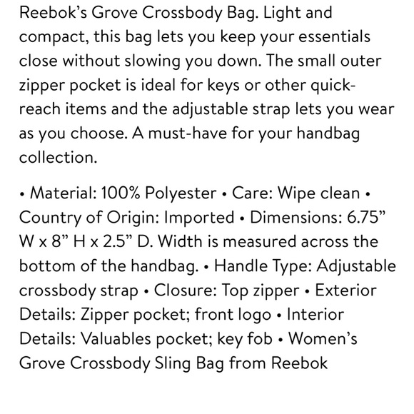 Reebok Grove Crossbody / Sling Bag - Picture 8 of 8